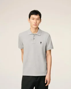 Polo Gris Ami De Coeur Contrasté En Coton