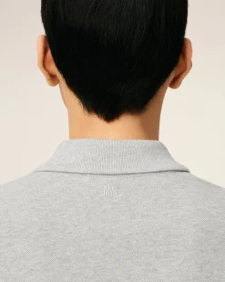 Polo Gris Ami De Coeur Contrasté En Coton