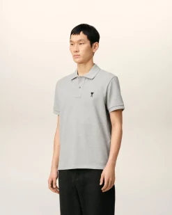 Polo Gris Ami De Coeur Contrasté En Coton
