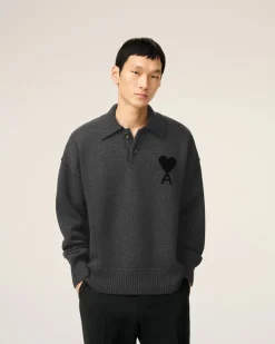 Polo Gris Ami De Coeur En Laine