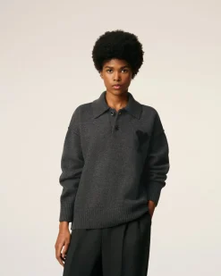 Polo Gris Ami De Coeur En Laine