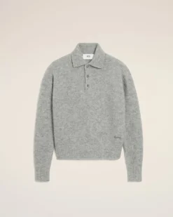 Polo Gris Ami Manches Longues En Alpaga