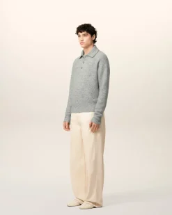 Polo Gris Ami Manches Longues En Alpaga
