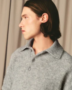 Polo Gris Ami Manches Longues En Alpaga