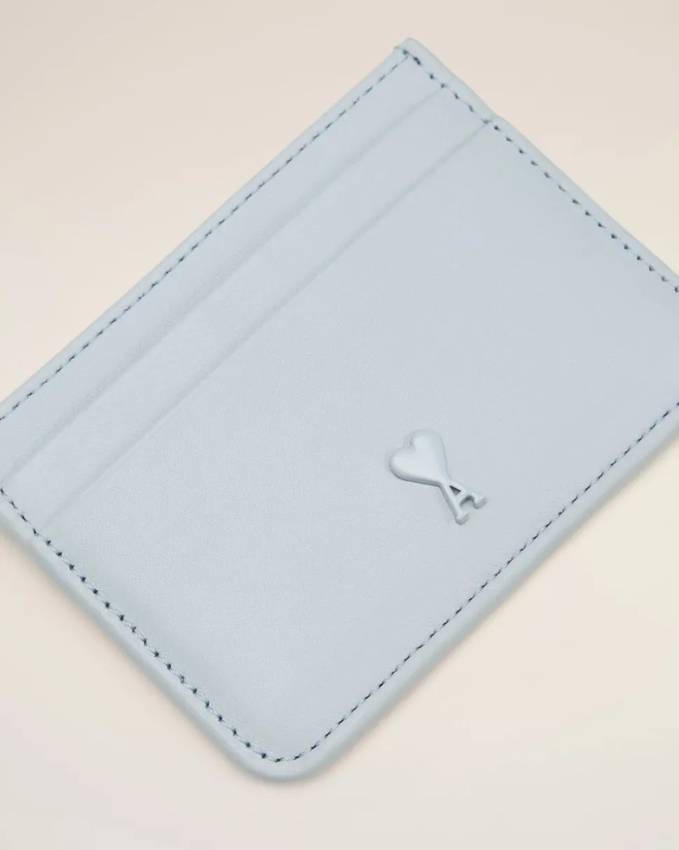 Porte Cartes Bleu Ami De Coeur En Cuir Lisse
