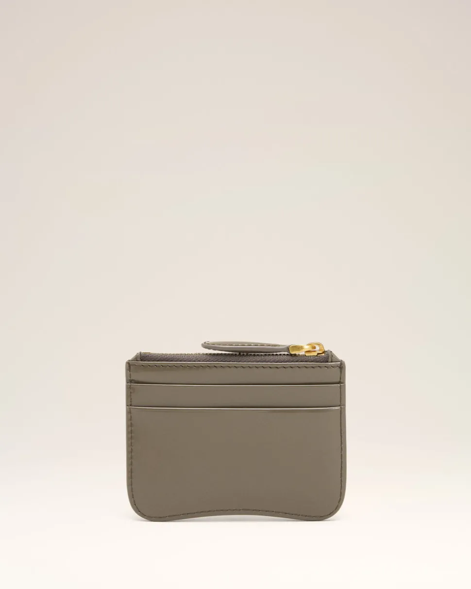 Porte Cartes Gris Zippé Paris Paris En Cuir Glacé