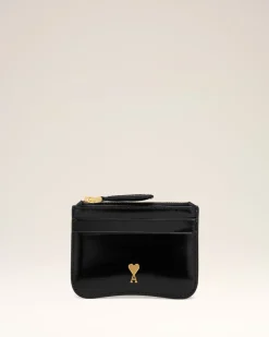 Porte Cartes Noir Zippé Paris Paris En Cuir Glacé