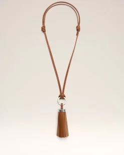 Porte Clés Marron Pompon Ami En Cuir Lisse