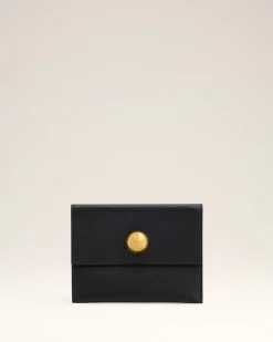 Porte-Cartes Noir Plié Carrousel En Cuir