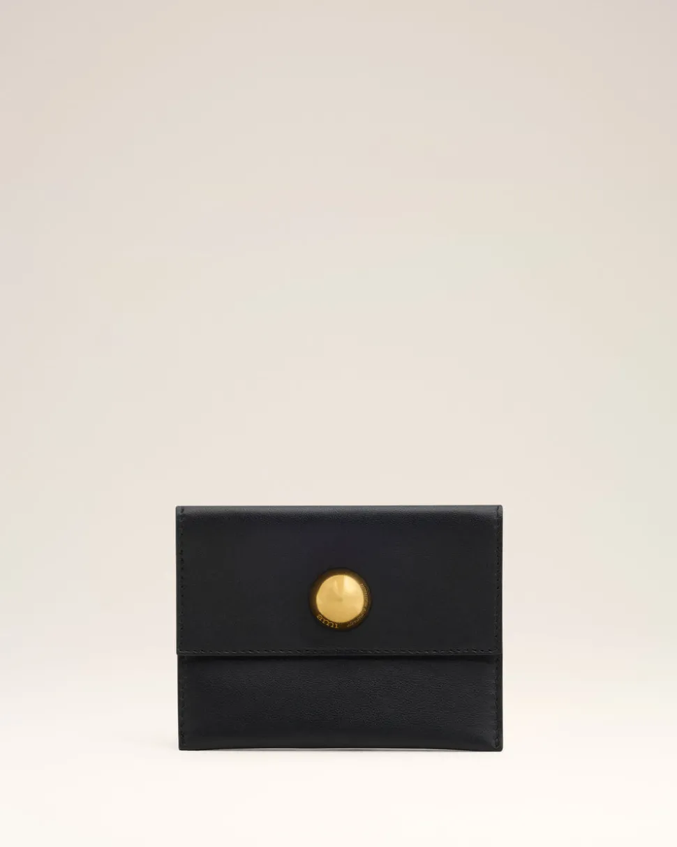 Porte-Cartes Noir Plié Carrousel En Cuir