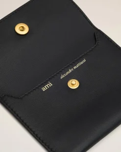 Porte-Cartes Noir Plié Carrousel En Cuir