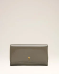 Portefeuille Continental Gris Paris Paris En Cuir Glacé