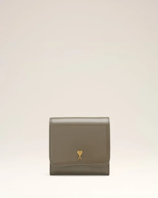 Portefeuille Gris Compact Paris Paris En Cuir Glacé