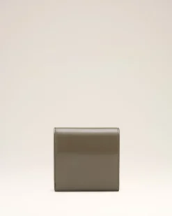 Portefeuille Gris Compact Paris Paris En Cuir Glacé