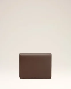 Portefeuille Plié Marron Carrousel En Cuir Lisse