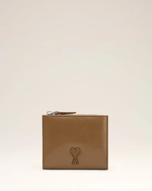 Portefeuille Plié Marron Voulez Vous En Cuir Lisse