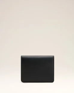Portefeuille Plié Noir Carrousel En Cuir Lisse