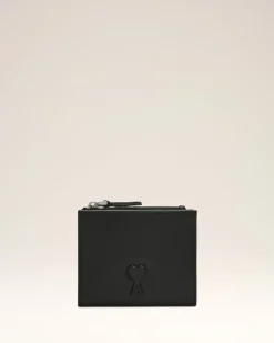 Portefeuille Plié Noir Voulez Vous En Cuir Lisse