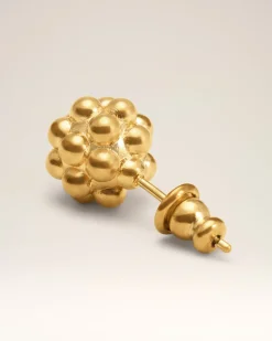 Puces Oreilles Dorées Perlées En Laiton