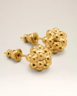 Puces Oreilles Dorées Perlées En Laiton