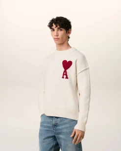 Pull Blanc Ami de Coeur En Laine