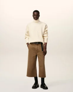 Pull Blanc Col Cheminée En Laine