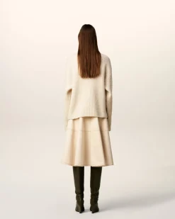 Pull Blanc Col Cheminée En Laine