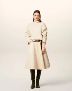 Pull Blanc Col Cheminée En Laine