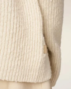 Pull Blanc Col Cheminée En Laine