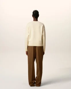 Pull Blanc Col V Ami De Coeur En Laine