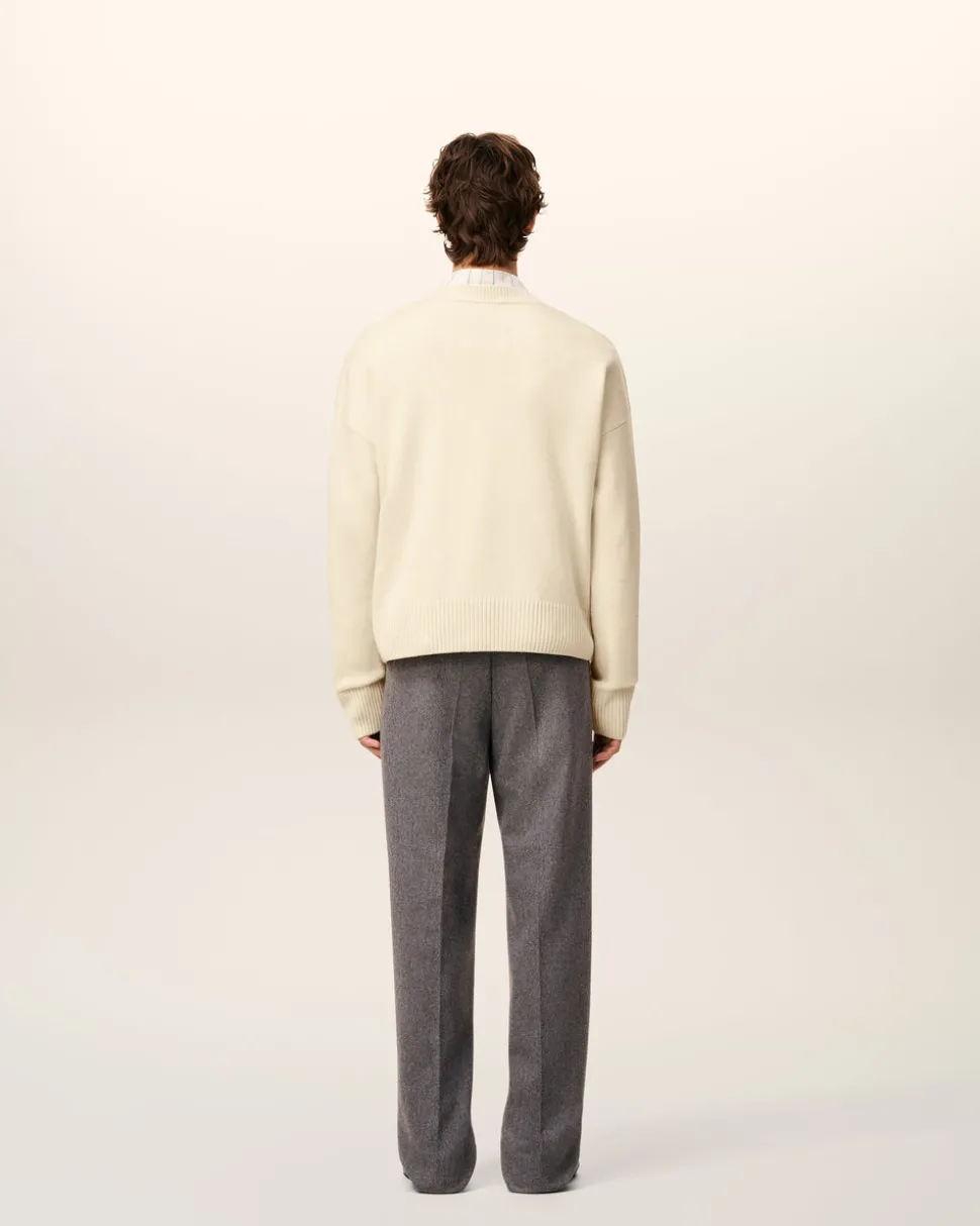 Pull Blanc Col V Ami De Coeur En Laine