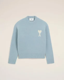 Pull Bleu Col Rond Ami De Coeur En Alpaga