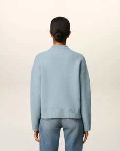 Pull Bleu Col Rond Ami De Coeur En Alpaga