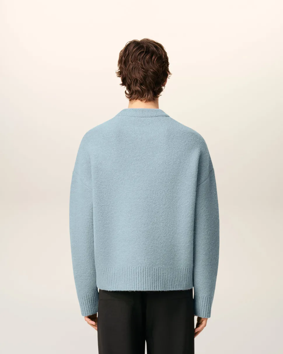 Pull Bleu Col Rond Ami De Coeur En Alpaga