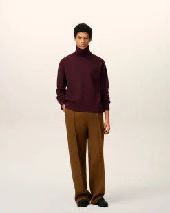 Pull Bordeaux Col Cheminée Ami De Coeur En Laine