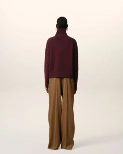 Pull Bordeaux Col Cheminée Ami De Coeur En Laine