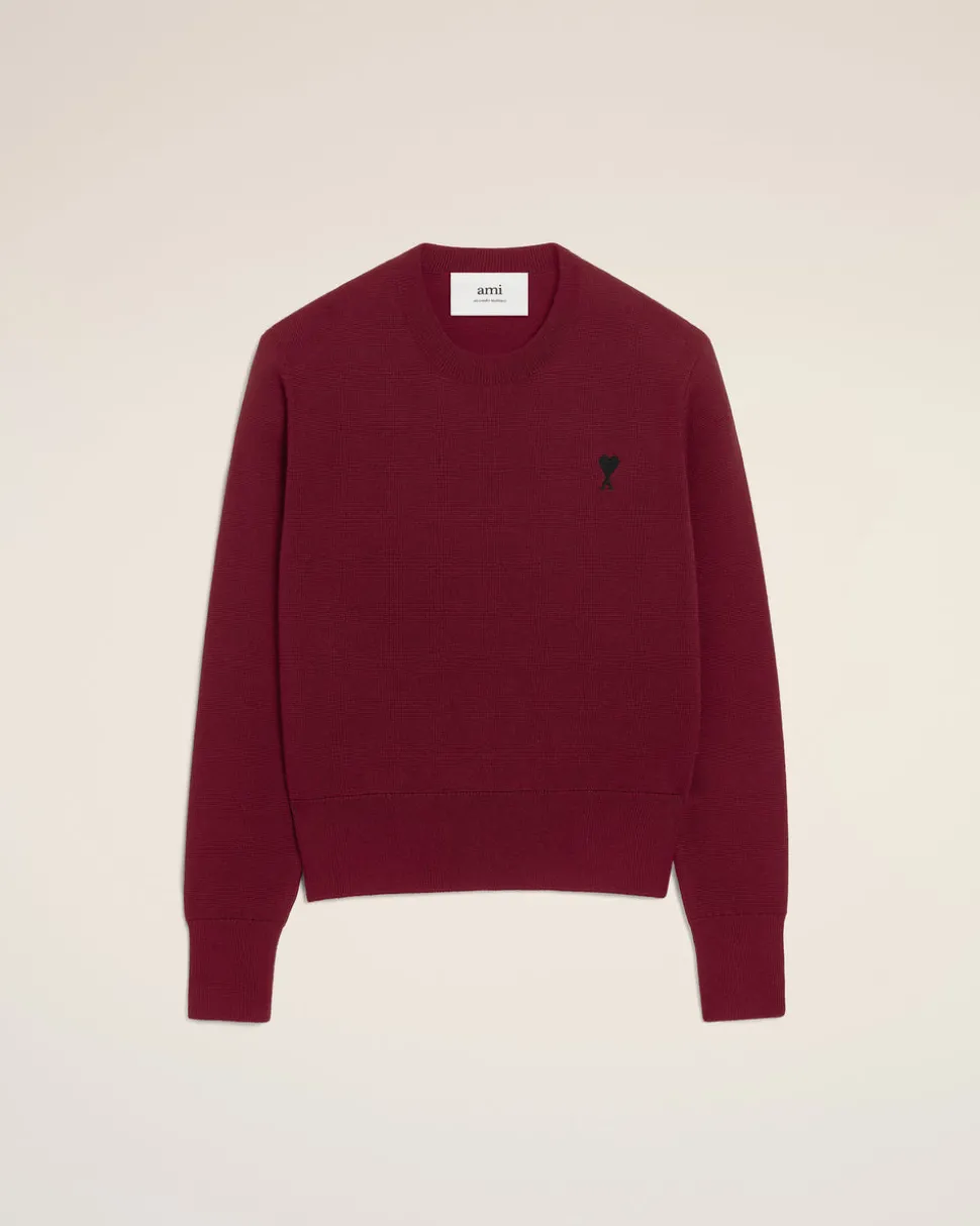 Pull Bordeaux Col Rond Ami De Coeur En Laine