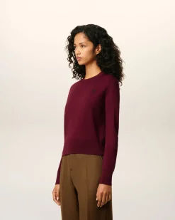 Pull Bordeaux Col Rond Ami De Coeur En Laine