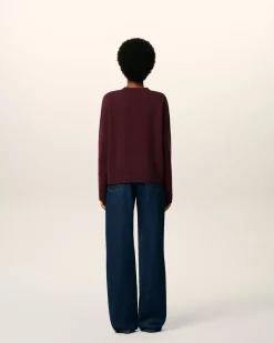 Pull Bordeaux Col V Ami De Coeur En Laine
