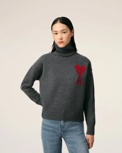 Pull Gris Ami de Coeur En Laine