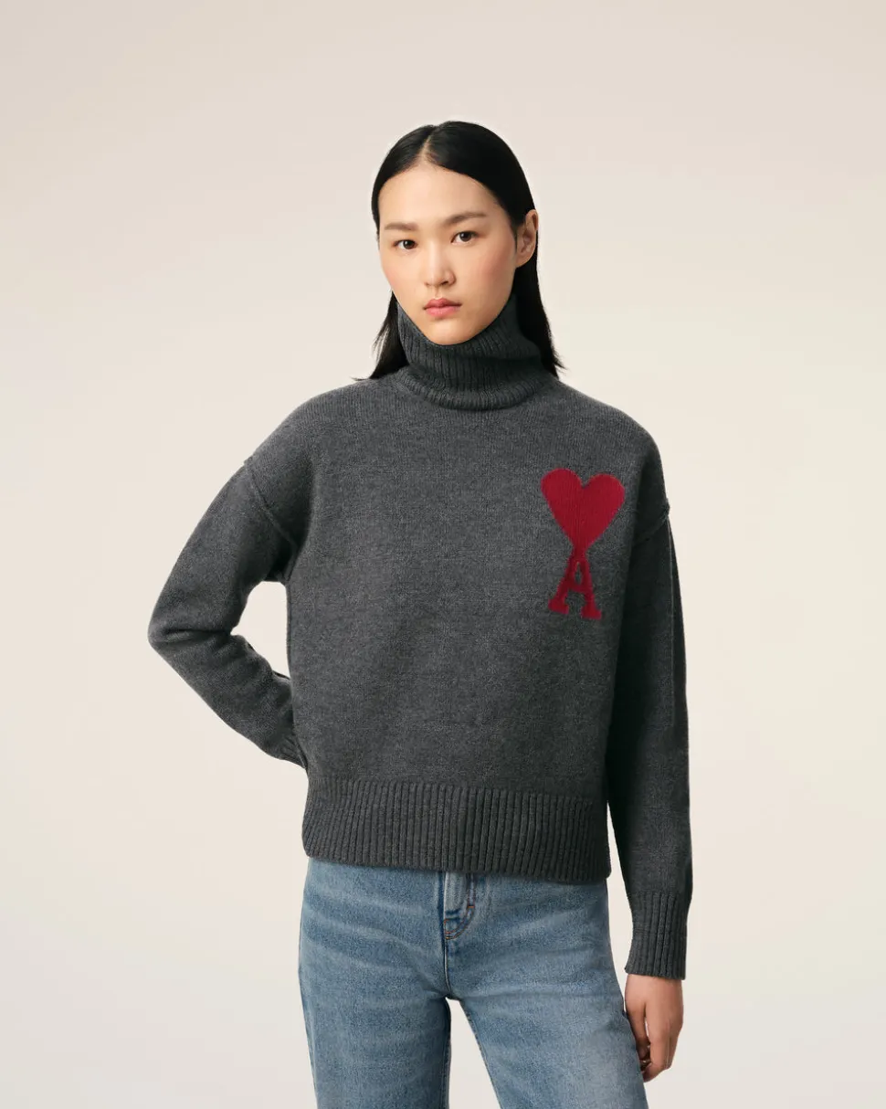 Pull Gris Ami de Coeur En Laine