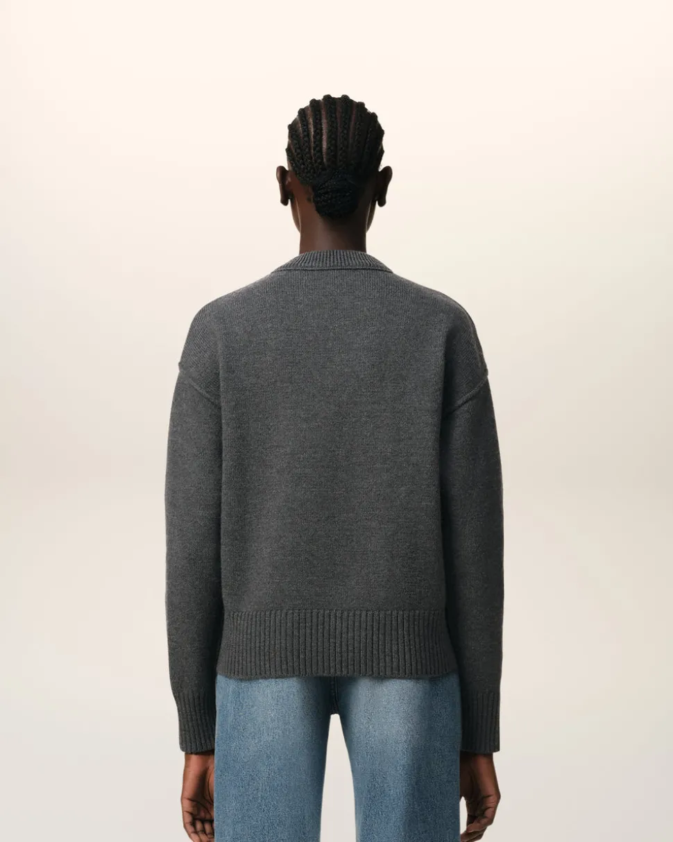 Pull Gris Ami de Coeur En Laine