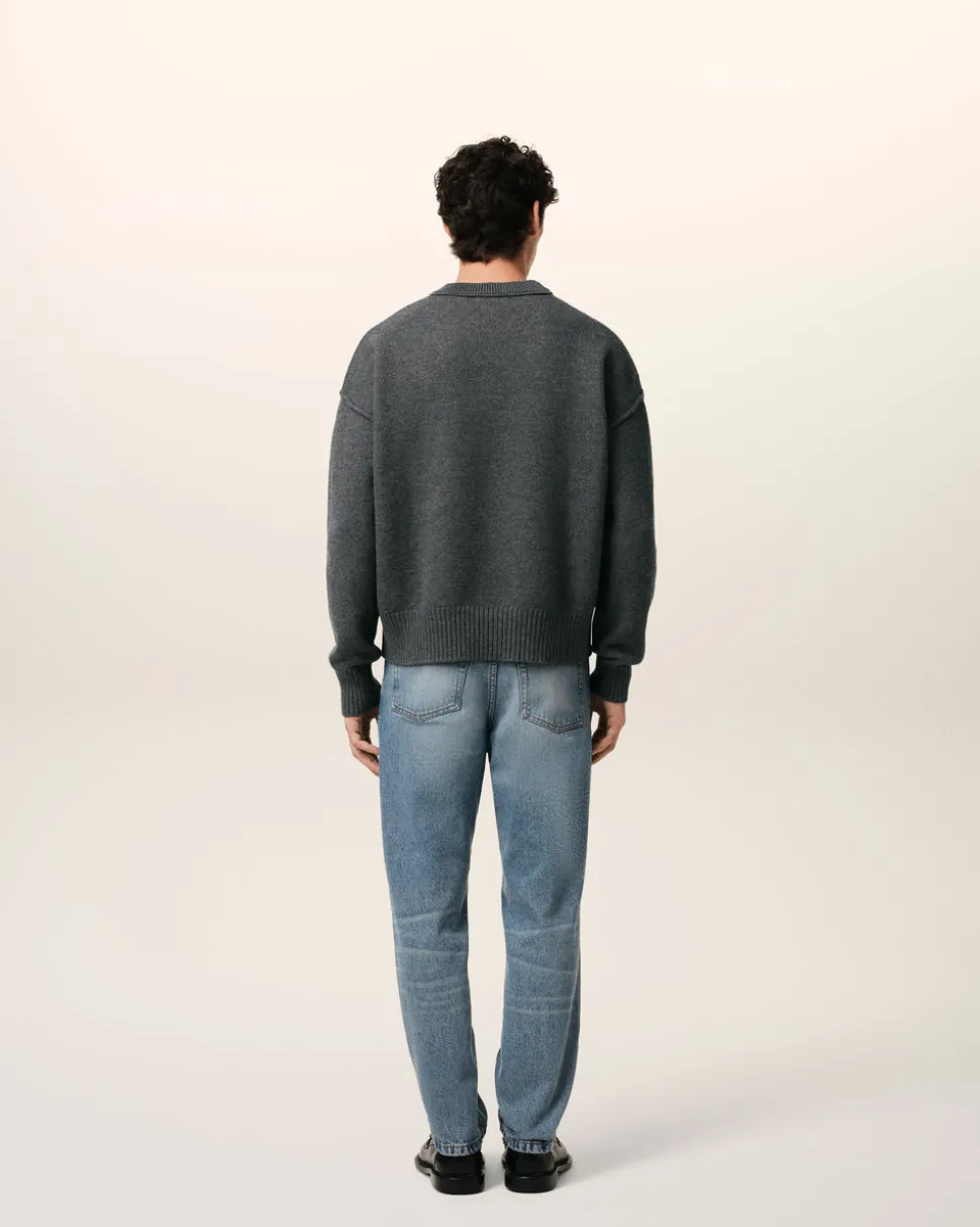 Pull Gris Ami de Coeur En Laine