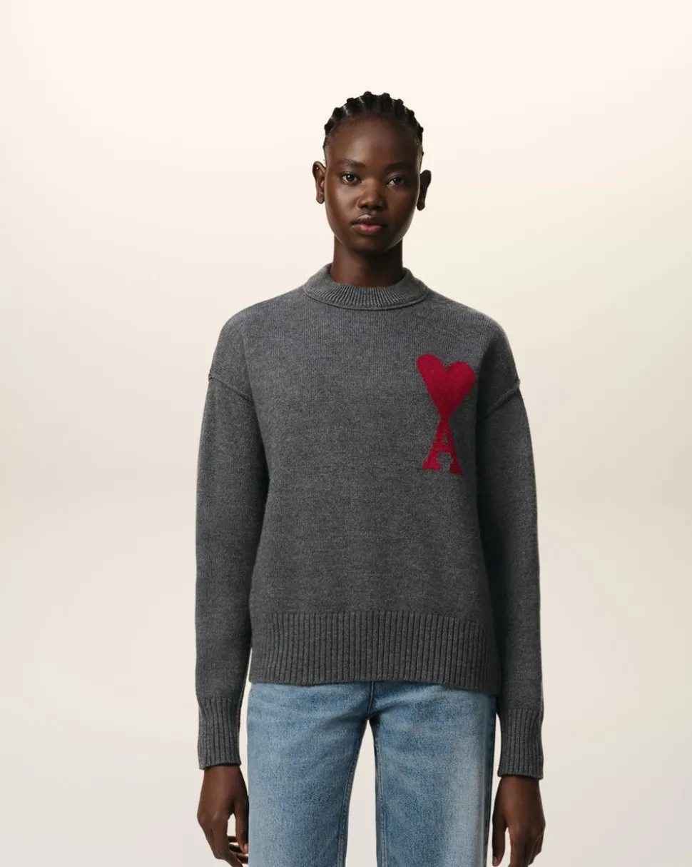 Pull Gris Ami de Coeur En Laine