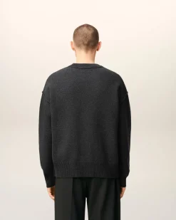 Pull Gris Col Rond Ami De Coeur En Laine