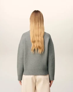 Pull Gris Col Rond Ami De Coeur En Alpaga