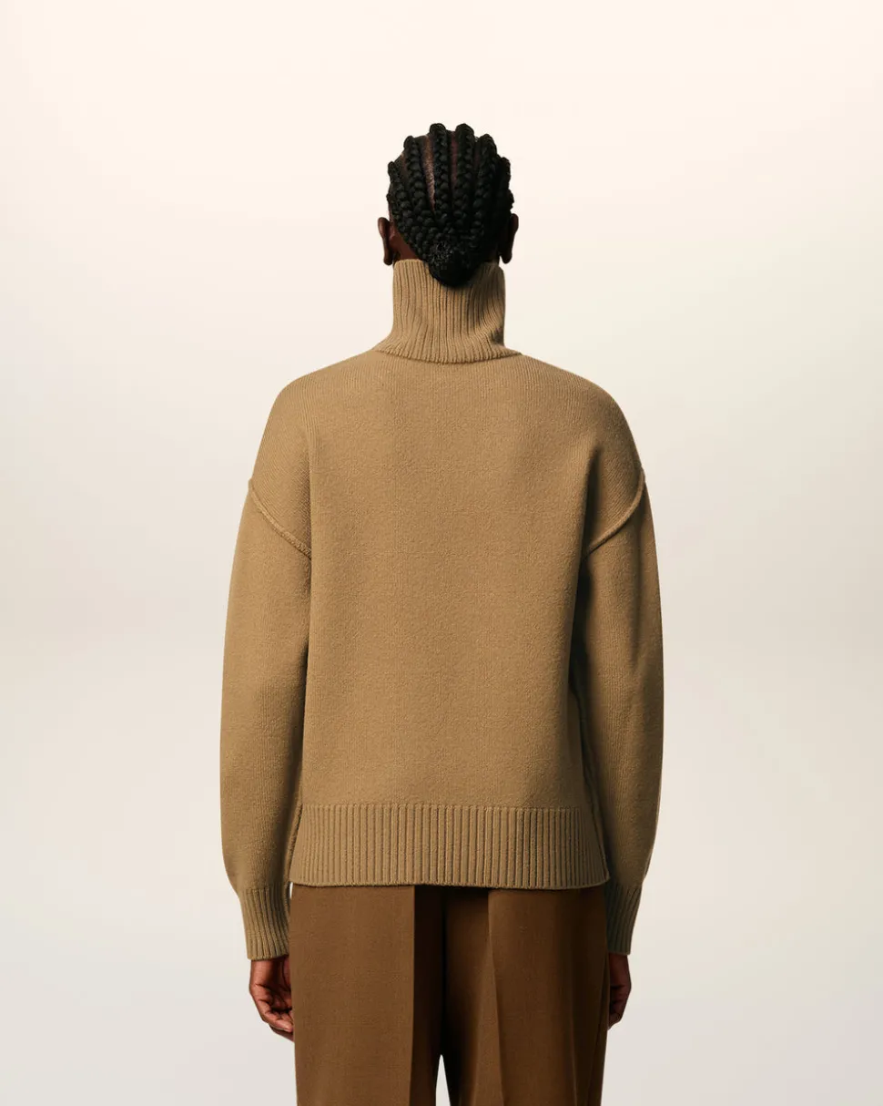 Pull Marron Col Cheminée Ami De Coeur En Laine