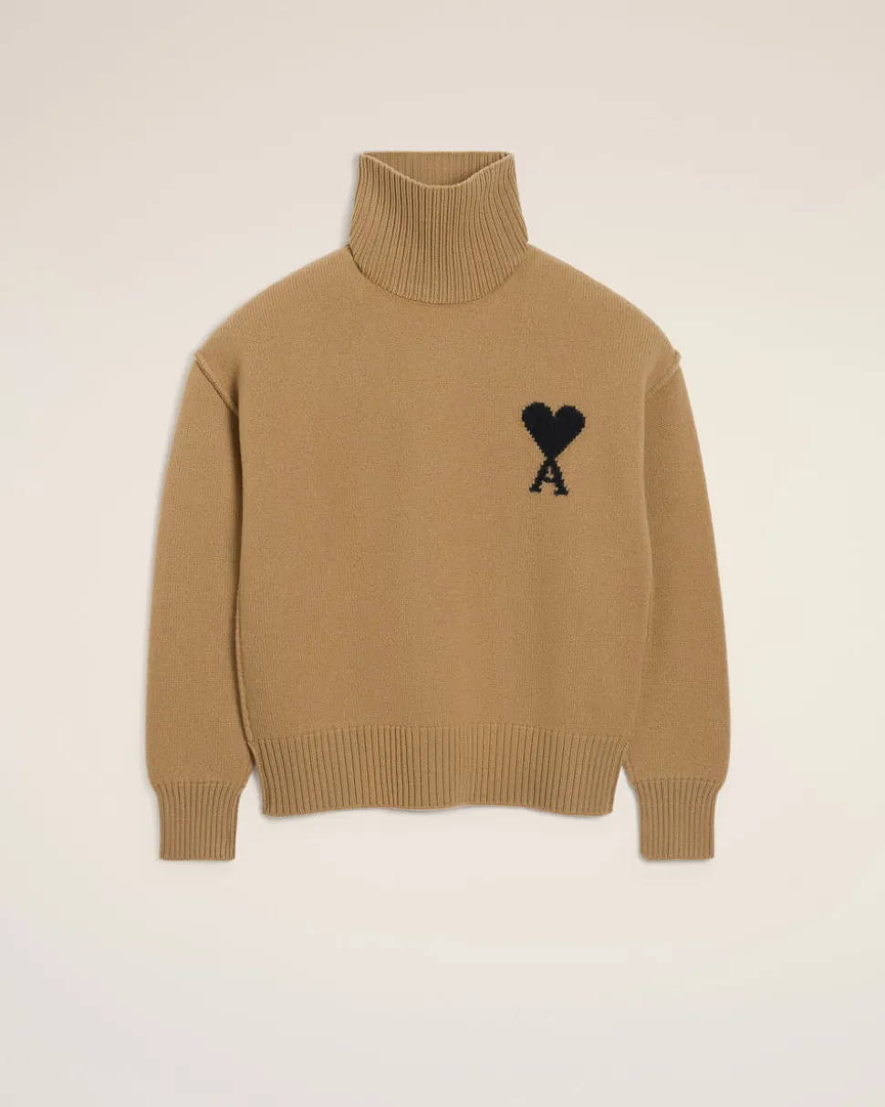 Pull Marron Col Cheminée Ami De Coeur En Laine