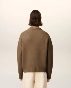 Pull Marron Col Rond Ami De Coeur En Alpaga