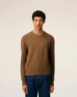 Pull Marron Col Rond Ami De Coeur En Cachemire
